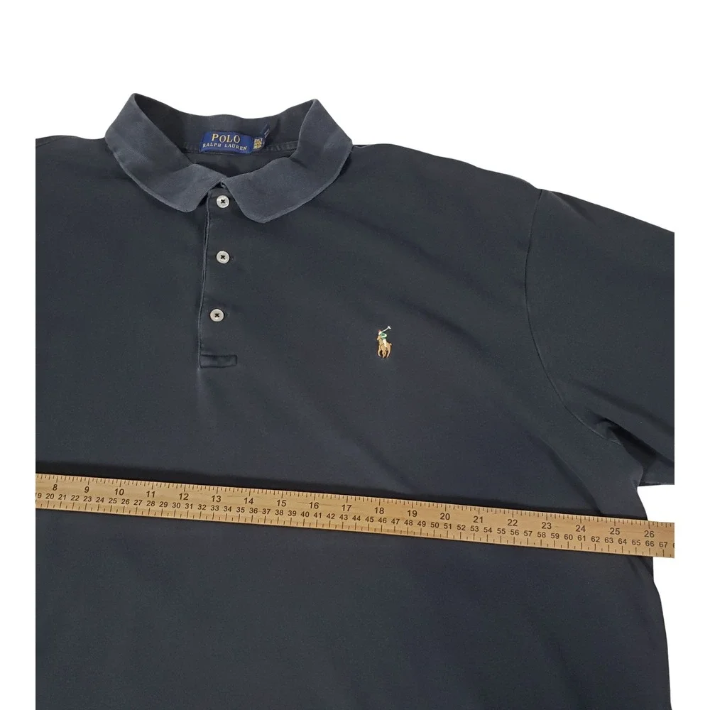 Polo Ralph Lauren Mens 3XLT Black Short Sleeve Cotton Polo Shirt Pony Logo